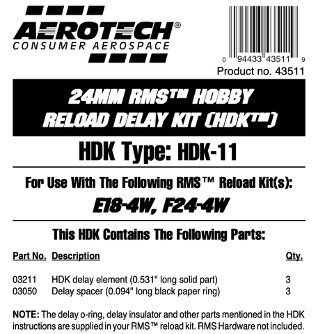 AeroTech HDK-11 RMS-24/40 Hobby Delay Kit (3-Pack) - 43511