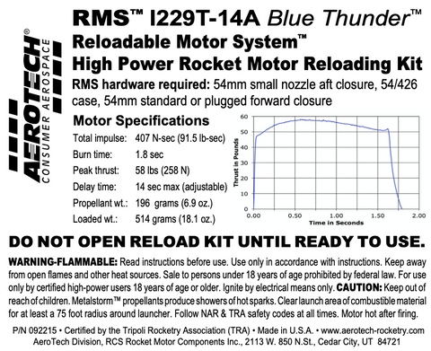 AeroTech I229T-14A RMS-54/426 Reload Kit (1 Pack) - 092215