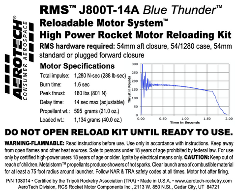 AeroTech J800T-14A RMS-54/1280 Reload Kit (1 Pack) - 108014